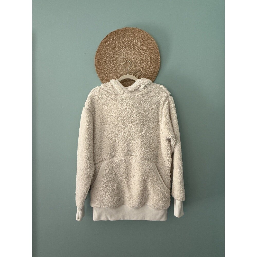 Athleta Womens REVERSIBLE Sherpa Solstice Hoodie Sweatshirt - Sz S Ivory